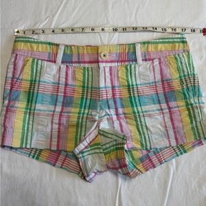 Lilly Pulitzer Multi-Color Plaid Cotton Shorts - Pastel Yellow, Green & Pink